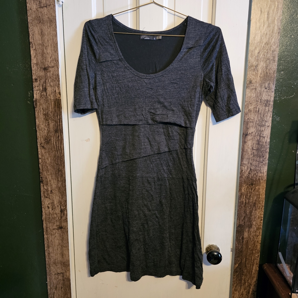Prana Heather Charcoal Scoop-Neck Midi Dress